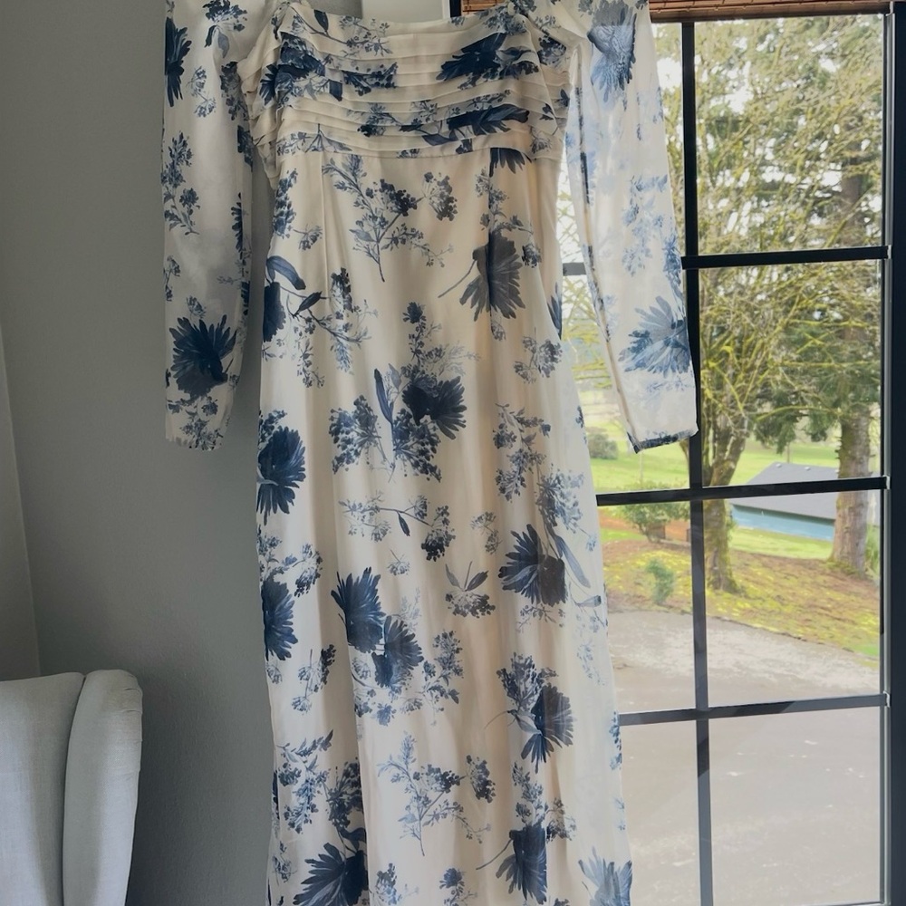 Abercrombie & Fitch Cream Maxi Dress with Navy Floral Print